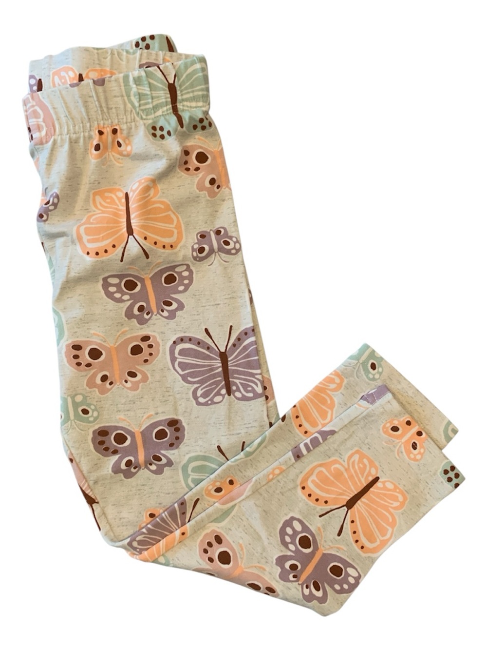 Carter's Light Gray Leggings with Orange and Purple Butterfly Print